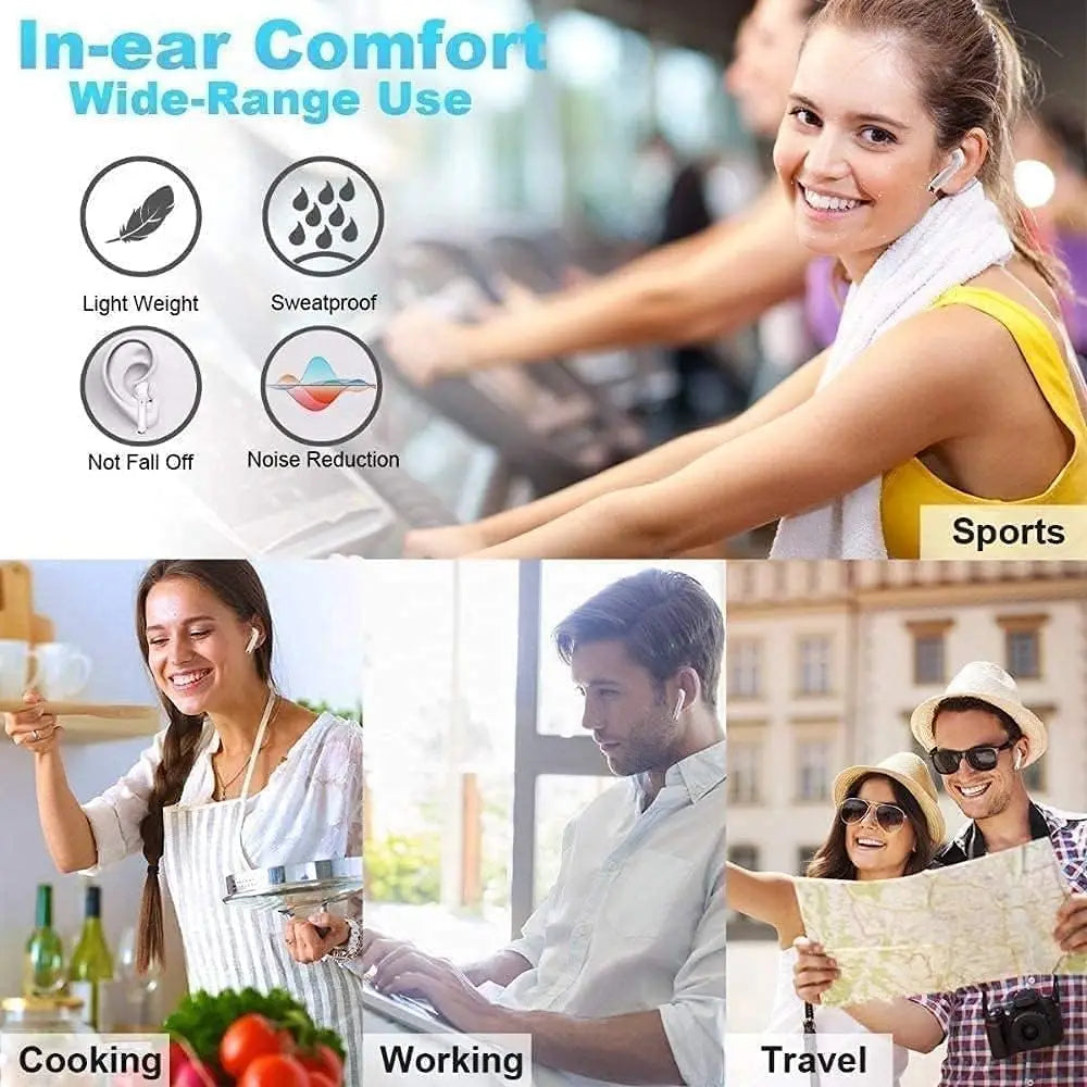 Wireless Headphones Bluetooth 5.0 Headphones 3D HiFi Stereo Noise Cancellation In-Ear Built-in Mic with Charging Case