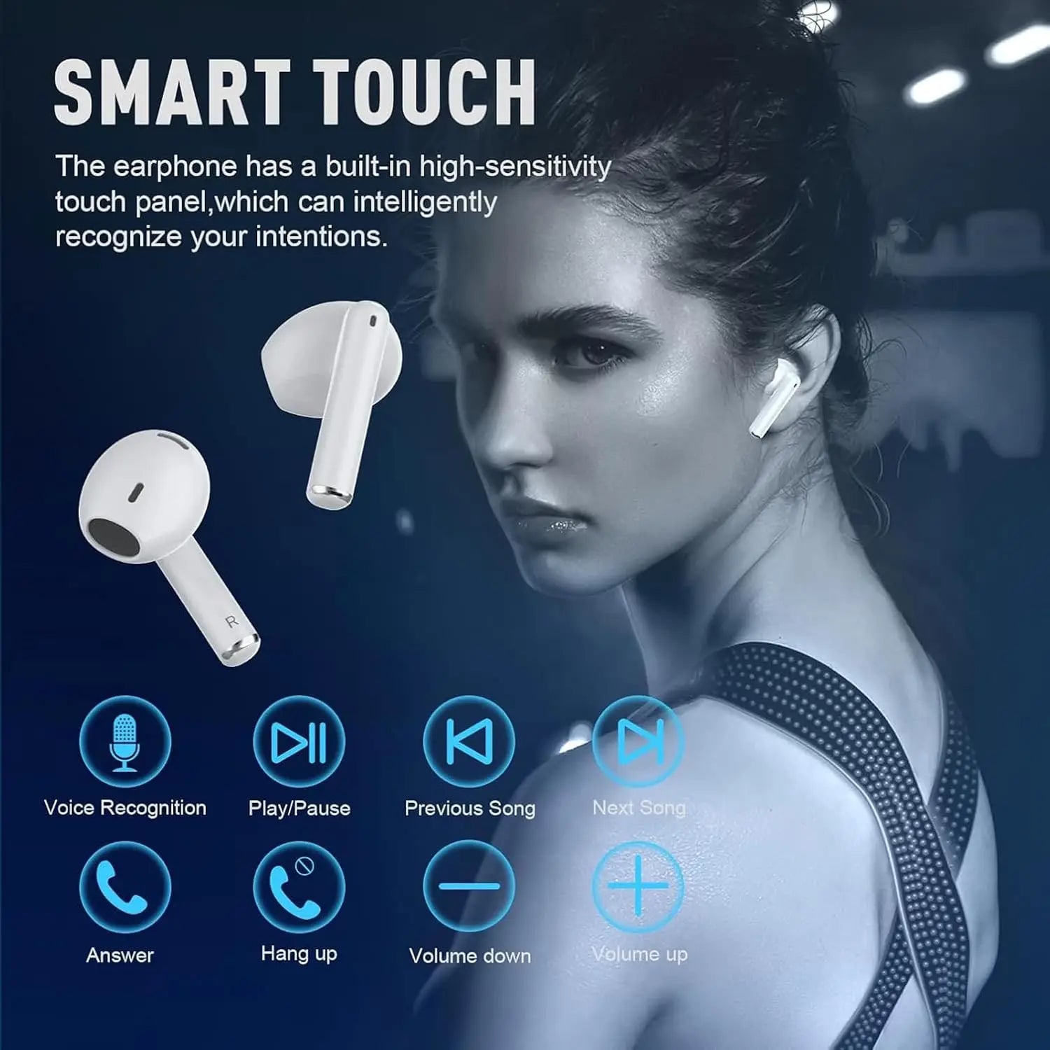 Wireless Earbuds, Bluetooth 5.3 in Ear Headphones with Noise Cancelling Mic, 48H Playtime HiFi Stereo Bluetooth Earphones, IPX8 Waterproof Touch Control True Wireless Headphones for IPhone/Android/iOS