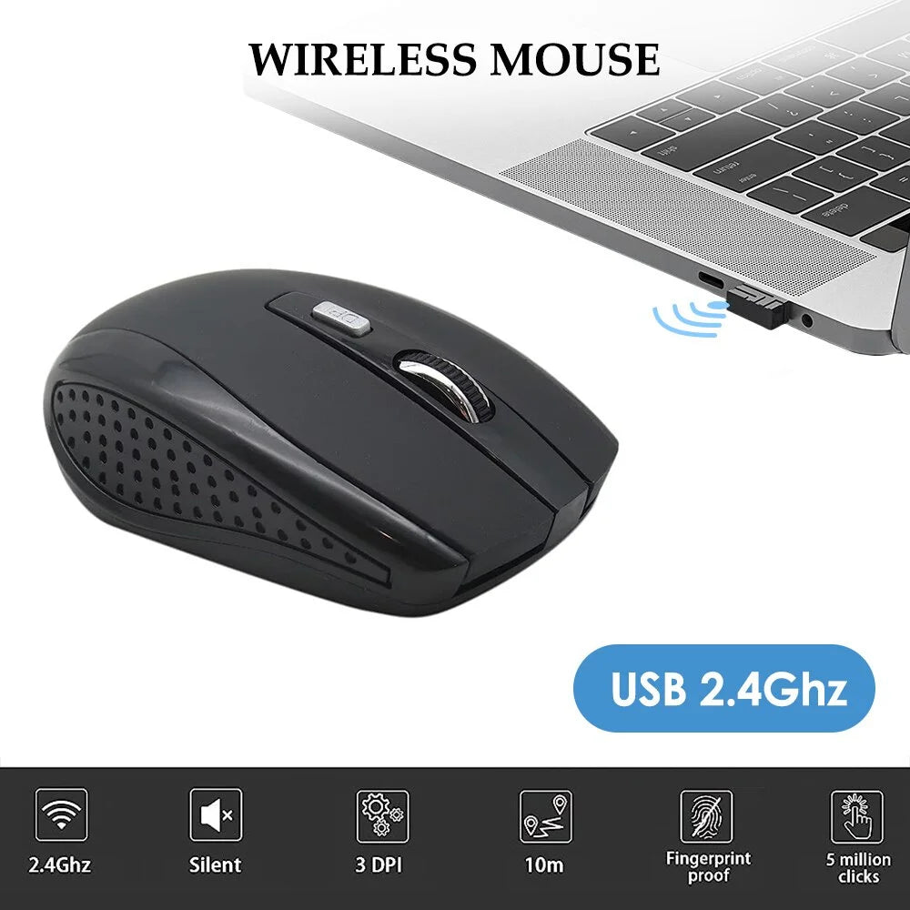 2.4G Wireless Mouse Ergonomics Design Silent Clicks Mouse Adjustable 1600DPI Levels for Computer Laptop Notebook Office Supplies