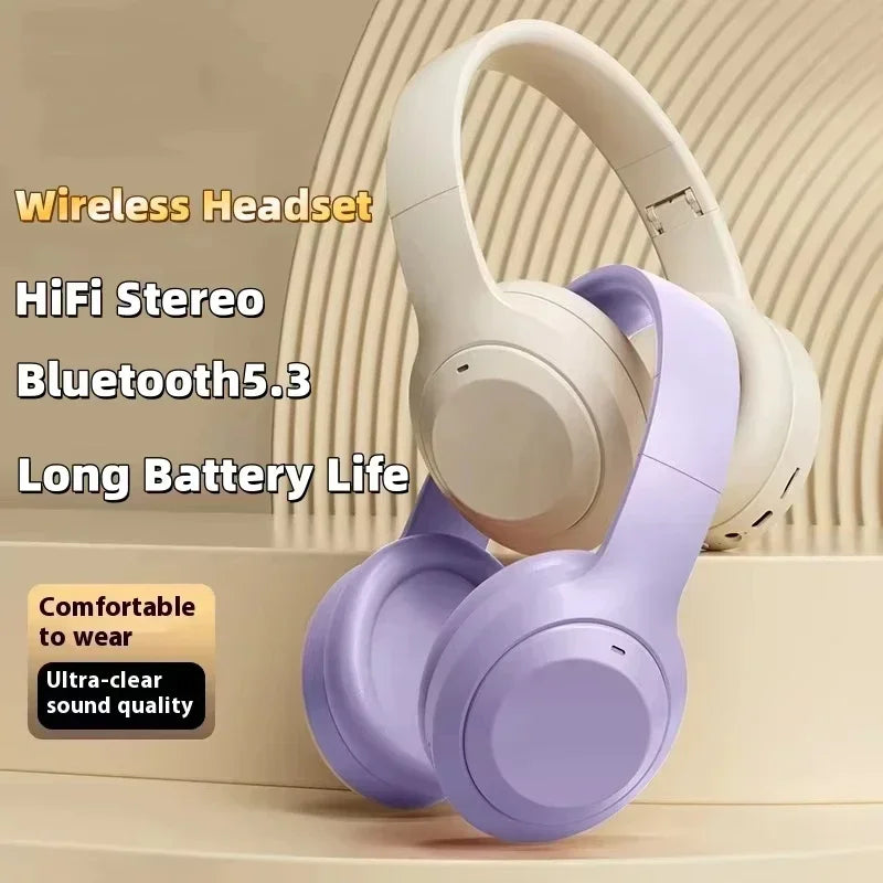 Original wireless Bluetooth music and gaming headset, HiFi stereo headphones, noise-canceling gaming headband, foldable.