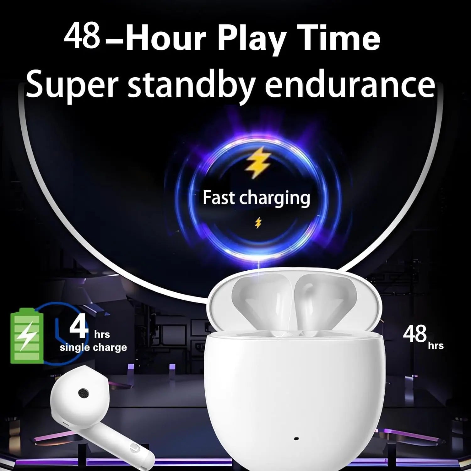 Wireless Earbuds, Bluetooth 5.3 in Ear Headphones with Noise Cancelling Mic, 48H Playtime HiFi Stereo Bluetooth Earphones, IPX8 Waterproof Touch Control True Wireless Headphones for IPhone/Android/iOS